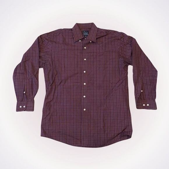 Jos. A Bank maroon plaid shirt button down shirt | Sz M - Picture 1 of 6